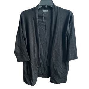 Zara Open Short Sleeve Cardigan with Pockets Black Size Small